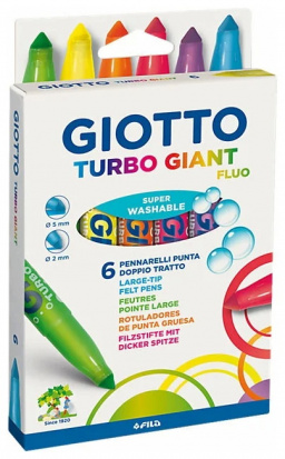 Набор фломастеров "Turbo Giant", 6 цв, флуоресцентные